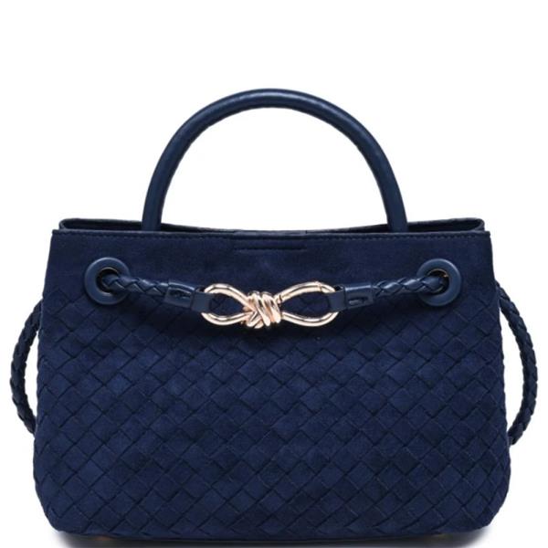Woven Textured Ryann Faux Suede Satchel Bag