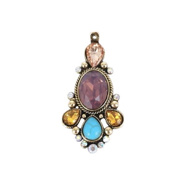 Vintage Ornate Rhinestone Teardrop Brooch