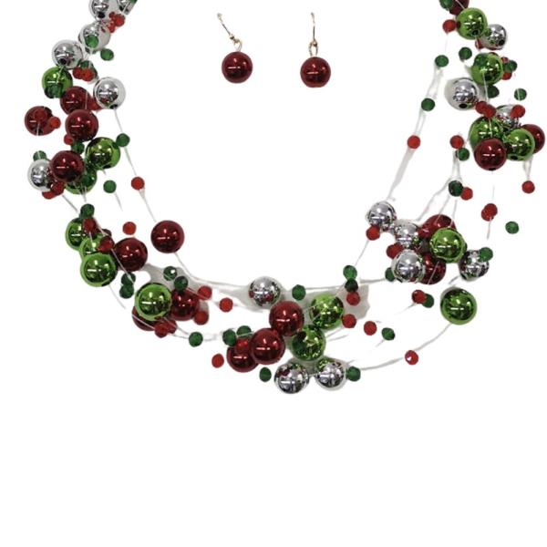 Multi Strand Beaded Christmas Necklace