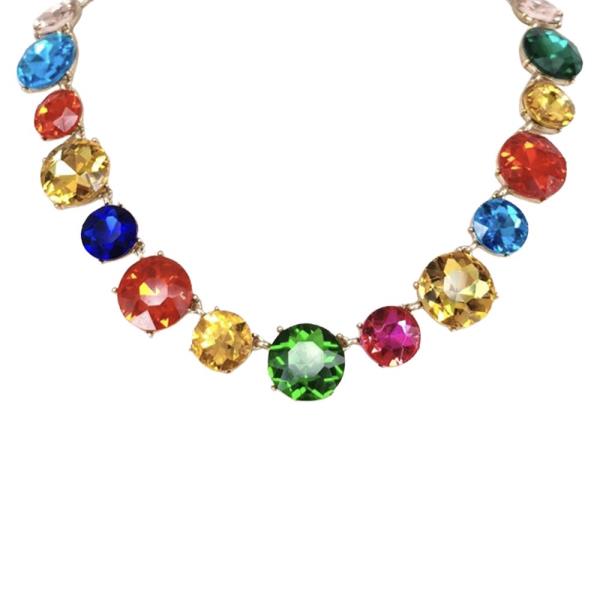 Bezel Set Rhinestone Statement Necklace