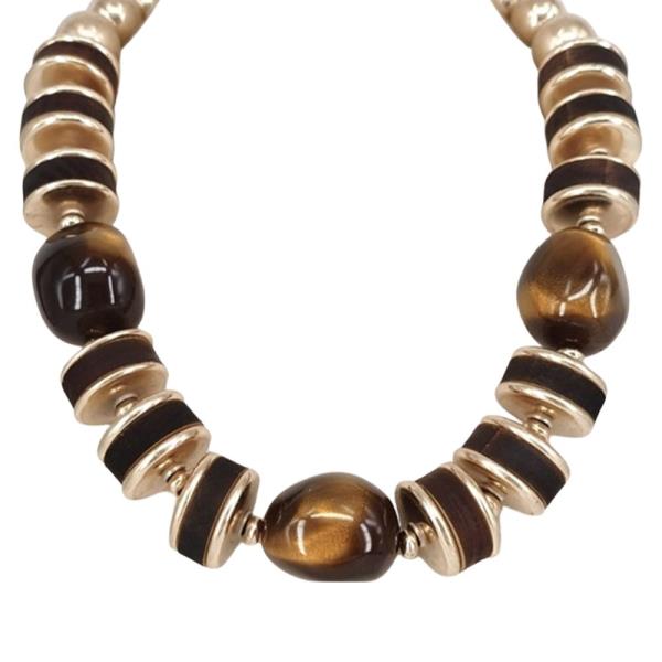 Chunky Disc and Bead Statement Necklace
