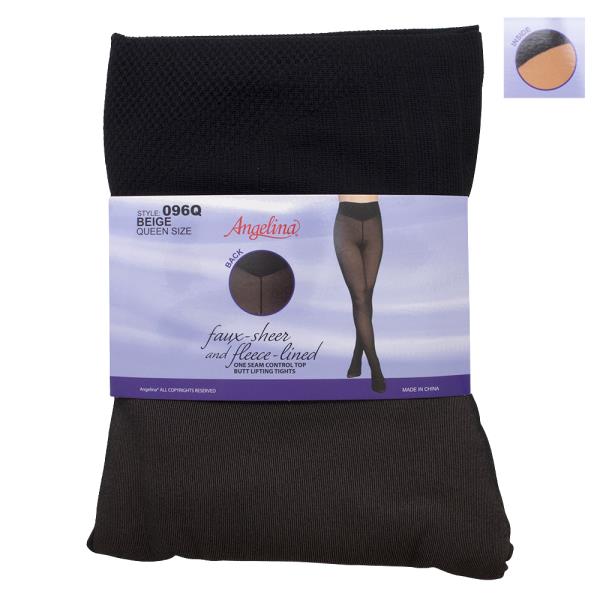 Faux Sheer Fleece Lined Butt Lifting Tights