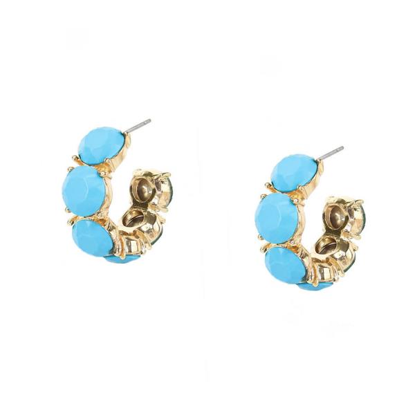 Chunky Stone Studded Hoop Earrings
