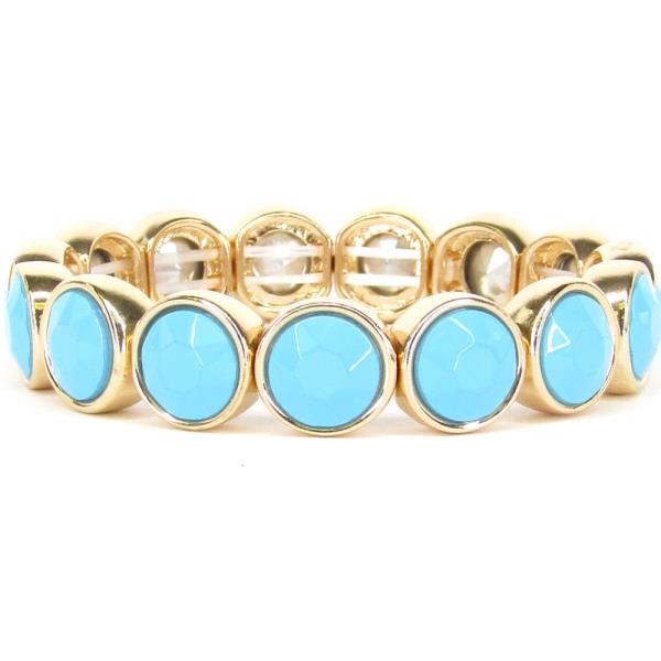 Round Faceted Stone Stretch Bracelet