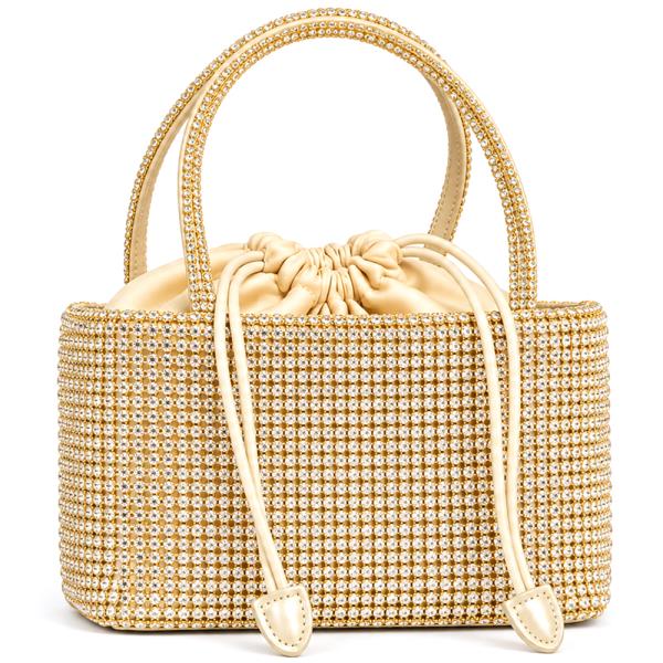 Rhinestone Embellished Drawstring Evening Bag