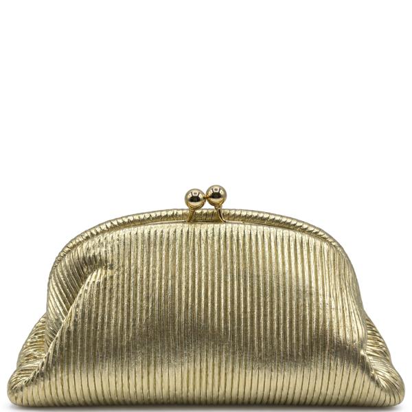 Pleated Kiss Lock Frame Clutch Bag
