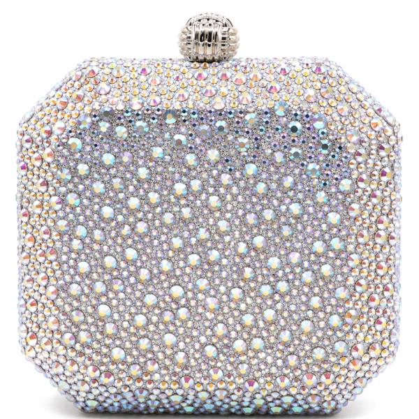 Rhinestone Embellished Octagon Evening Clutch Bag