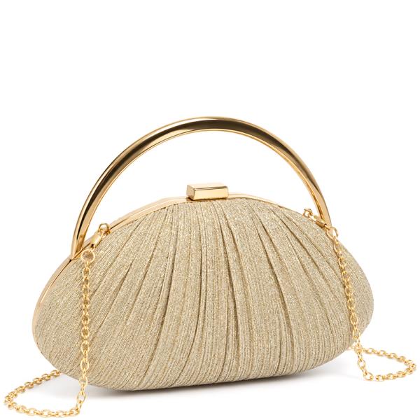 Pleated Evening Clutch Bag With Chain Strap