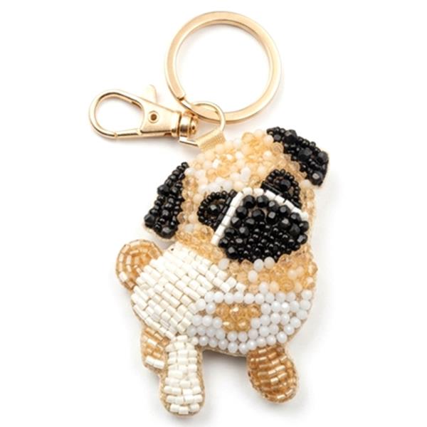 Puppy Seed Bead Keychain
